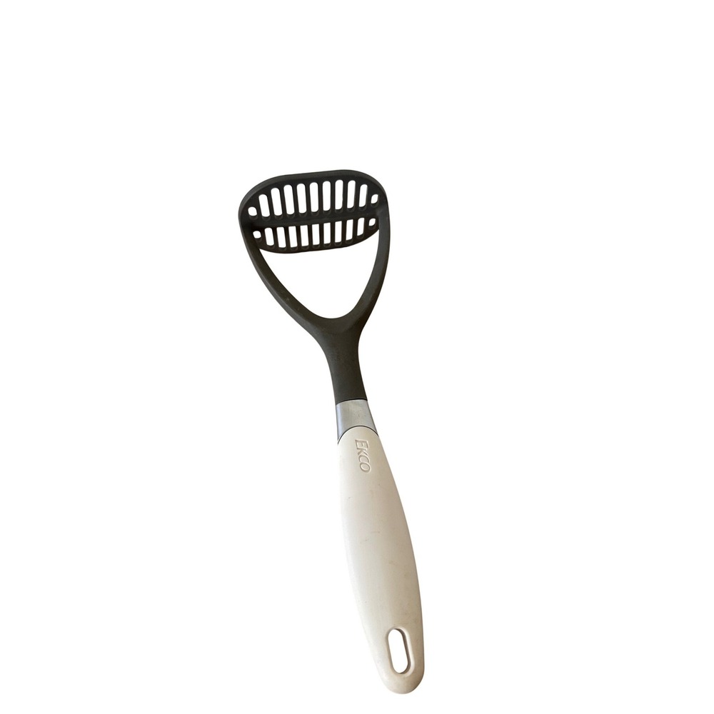 Ekco Potato Masher Nylon Head Non-Stick Safe White Handle Black Kitchen Tool